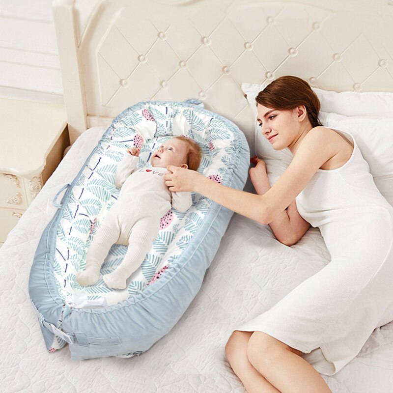 Cama nido de bebé con almohada, cuna portátil, cama de viaje