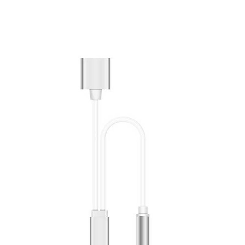 For iPhone Adapter 2 In 1 For iPhone XS 11 PRO MAX XR X 8 Plus Lighting to 3.5mm Jack Earphone Charging Converter AUX Splitter: Silver