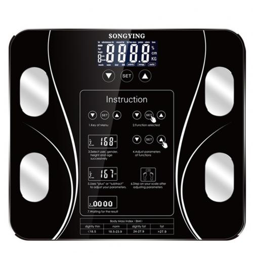 Fat Scale In English Simplified And Traditional Scales Intelligent Body Fat Scale Body Scale Weight Scale Health Scale: Black