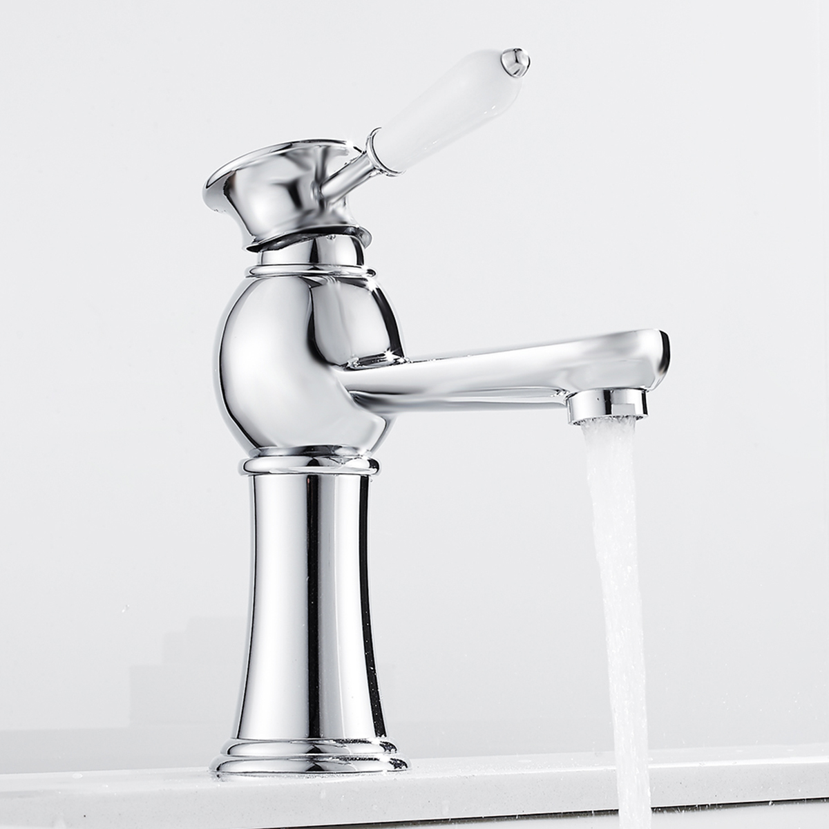 Counter Top Basin Mixer Tap Single Level Single Hole Basin Tap Ceramic single handle straight mouthed Tap for Washroom Bathroom