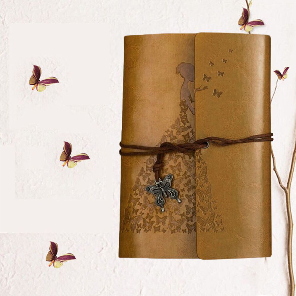 Draagbare Klassieke Kraftpapier Band Notebook Draagbare Creatieve Vlinder Dagboek Boek Dagboek Notepad Voor Kantoor Reizen: Geel