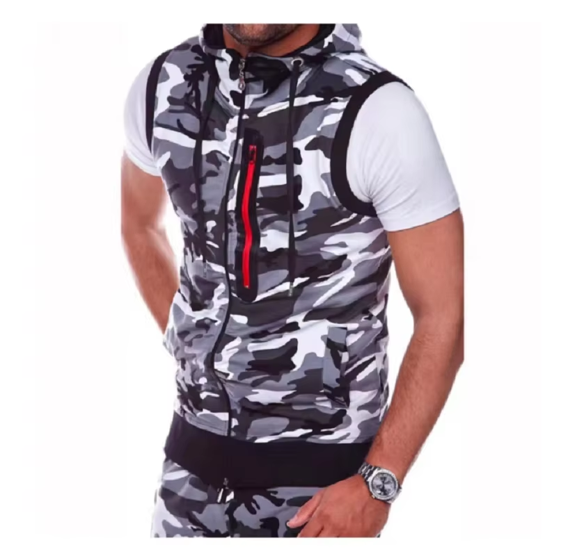 Mouwloze herenhoodies Mode Casual sweatshirt met rits en capuchon Heren bodybuilding tanktop sportief shirt vest vest gym