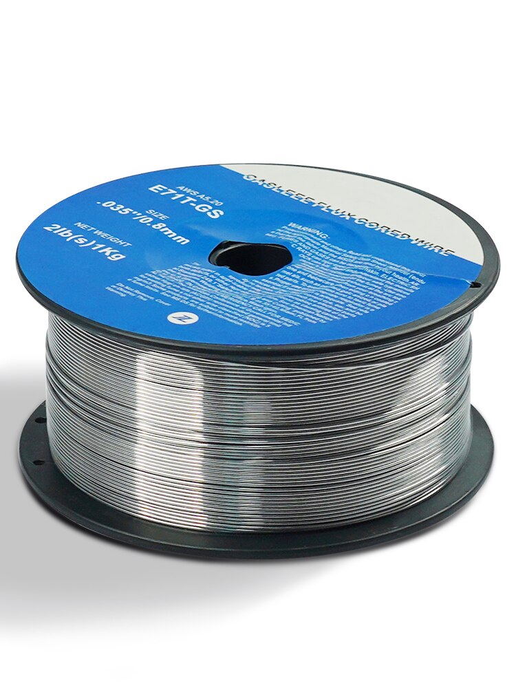 Alambre de núcleo fundente autoblindado, alambre Mig sin Gas, 1KG, 0,8mm, acero al carbono de flujo de alambre de núcleo, alambre de soldadura Mig sin Gas