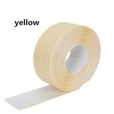 Pegatina de cerámica antihumedad de 3,2 m * 2,2 cm para cocina, autoadhesiva de PVC, adhesivo para esquina de pared de baño, pegatinas para fregadero: Yellow