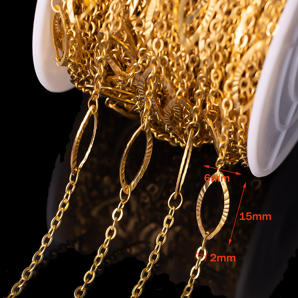 Cadenas de eslabones Shpae ovaladas huecas de acero inoxidable, 1 metro, DIY, collar, pulsera, suministros de joyería, materiales, accesorios de piezas decorativas: Gris