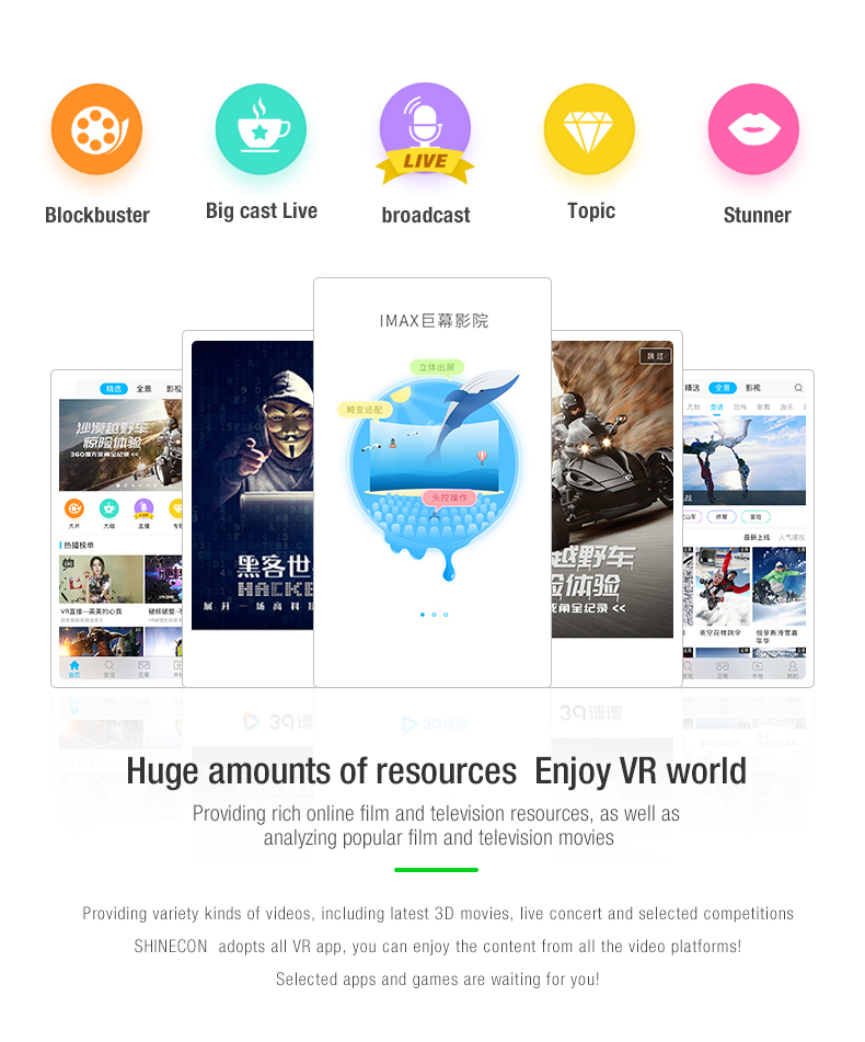 VR SHINECON Wireless Bluetooth Stereo Headset Version Virtual Reality Glasses 3D Goggle Cardboard Helmet for Smartphone