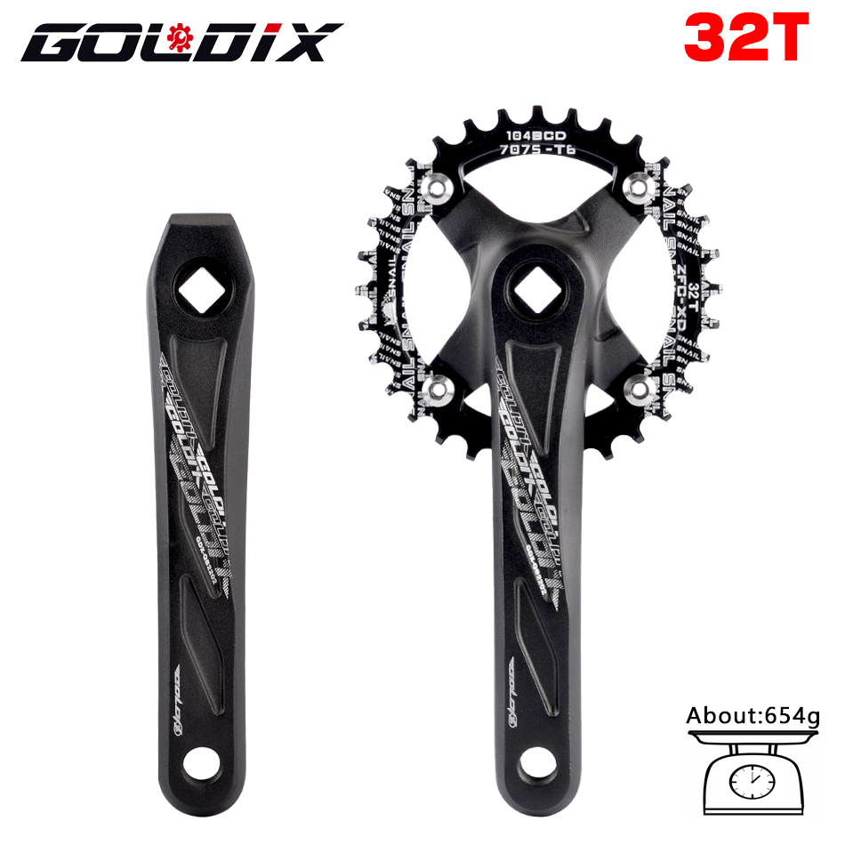 GOLDIX Square Hole Bicycle Crankset Aluminum Alloy MTB Crank 170/175mm Length Narrow Wide Teeth 104BCD 32/34/36/38/40/42T: Yellow / 170mm