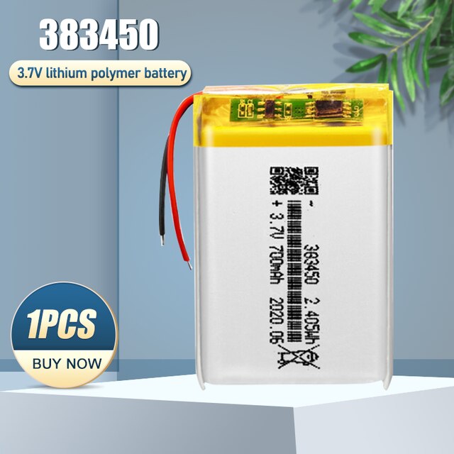 Batería recargable de polímero de litio para dispositivos MP3, MP4, GPS, bolígrafo de grabación de juguete, auriculares Bluetooth, 383450, 403450, 3,7 V, 700mAh: 1PCS