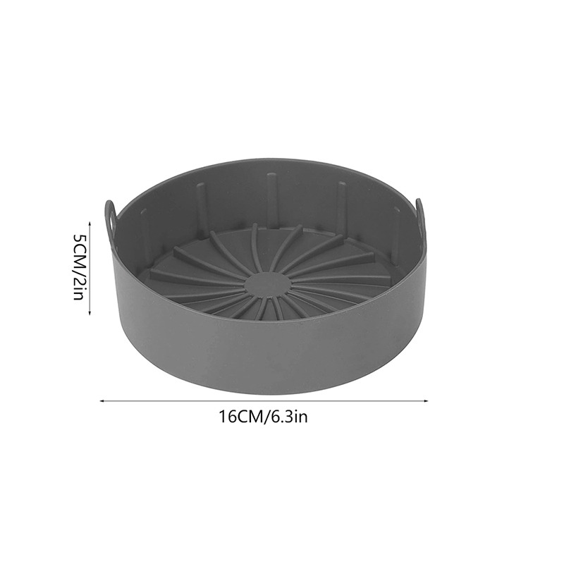 Airfryer Siliconen Pot Lucht Friteuses Oven Bakplaat Gebakken Pizza Kip Mand Mat Vierkante Ronde Replacemen Grill Pan Accessoires: 16cm-grey