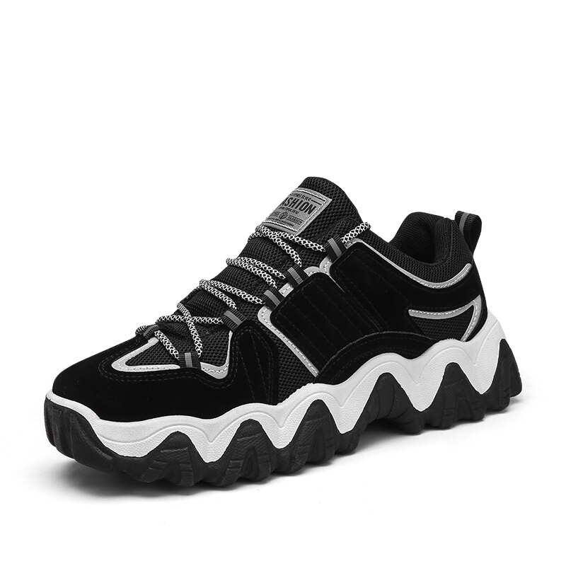 Seedstar herenschoenen lenteschoenen platform sneakers voor heren dikke casual dad schoenen dames dikke zool jongens jelly schoenen: Zwart / 40