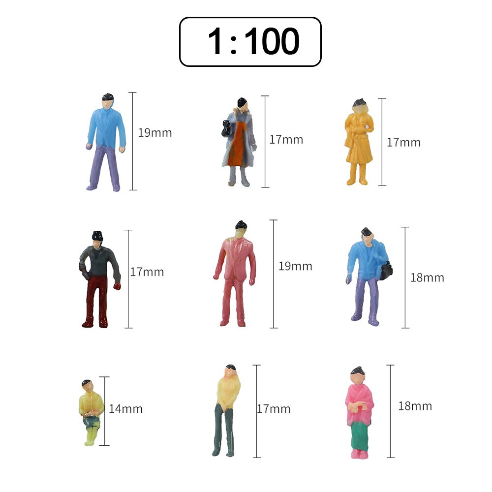 100 Uds. Figuras en miniatura a escala 1:100/150/200, escenas pintadas a escala N, modelado de personas, poses surtidas: Blanco