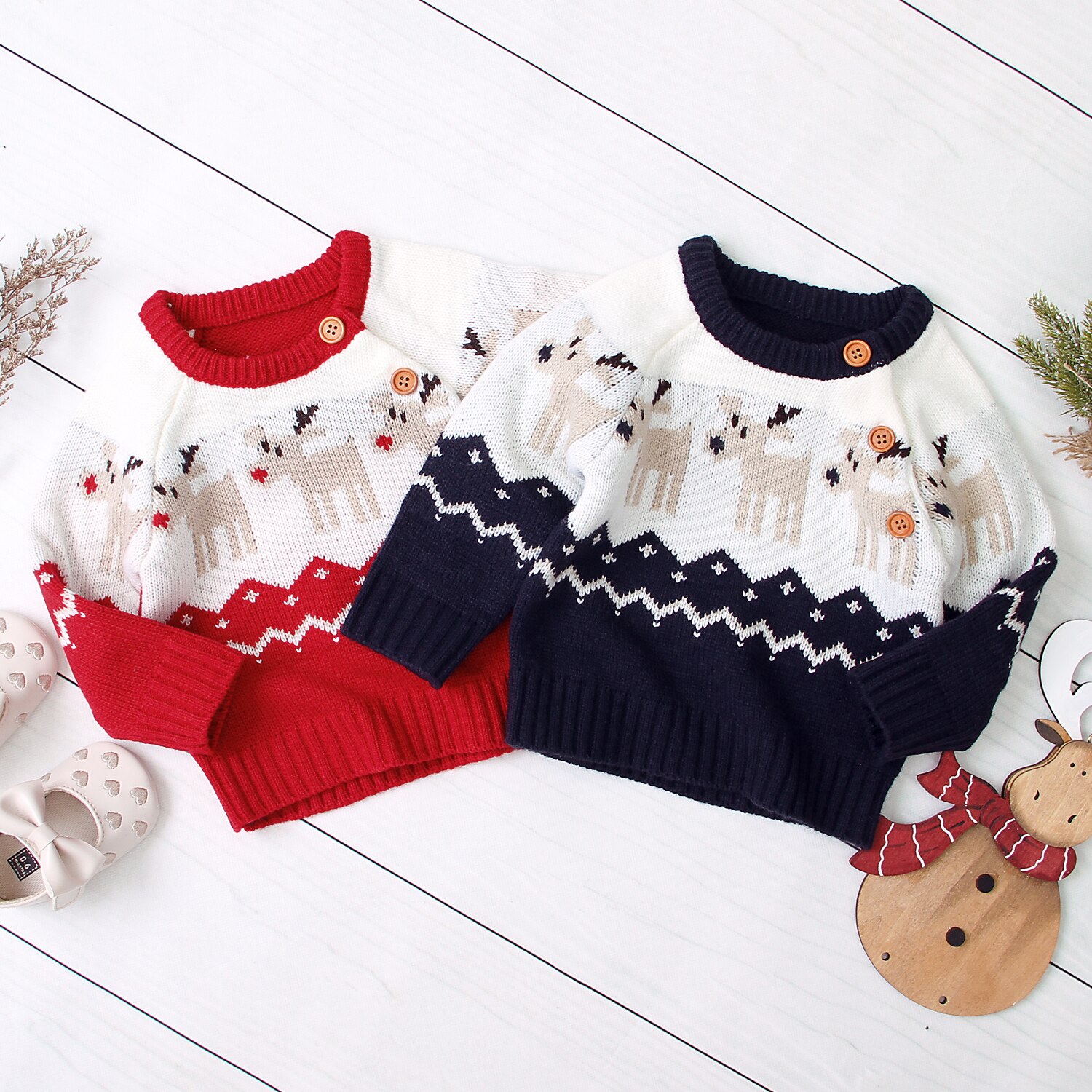 Ma&amp;Baby 0-18M Christmas Newborn Infant Baby Boy Girl Knitted Sweaters Autumn Winter Warm Long Sleeve Deer Top Xmas Baby Clothing