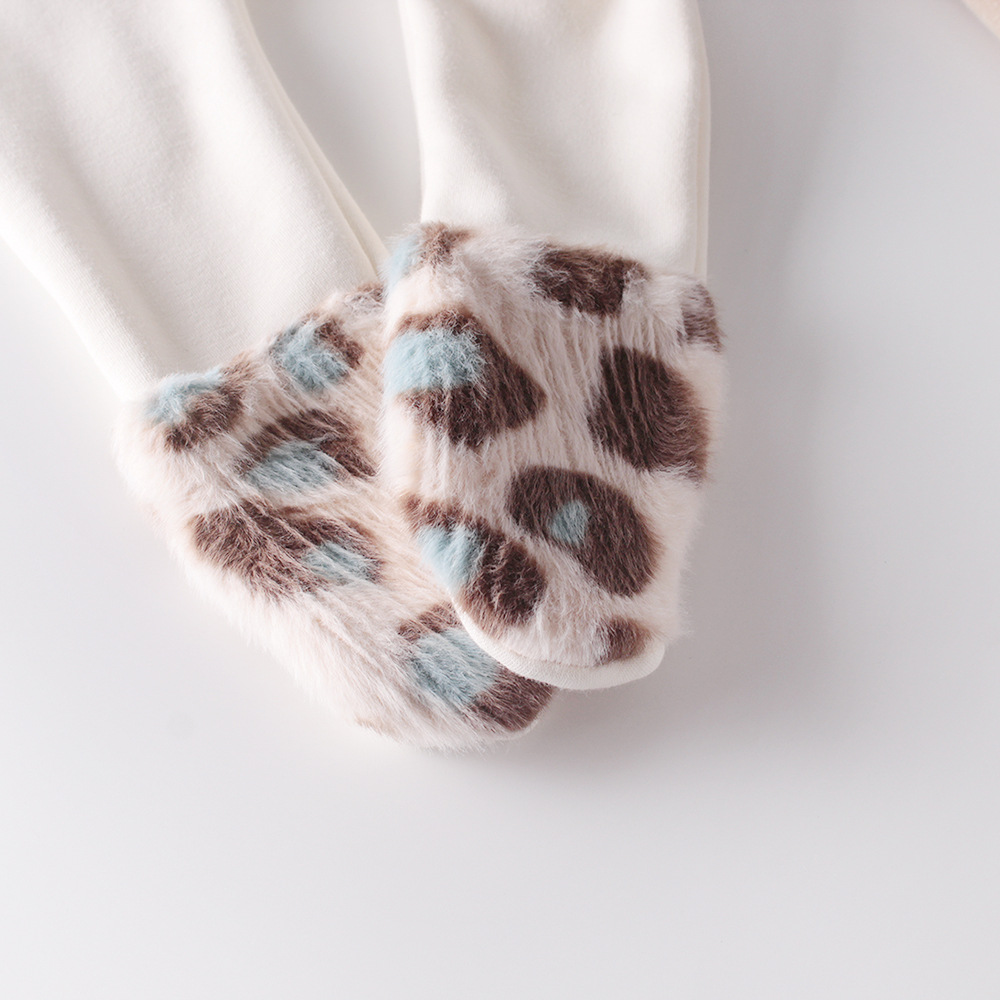 Herfst En Winter Kleding Baby Baby Leopard Kan Splice Plus Fluwelen Steun Panty Panty Wilde Katoen Panty