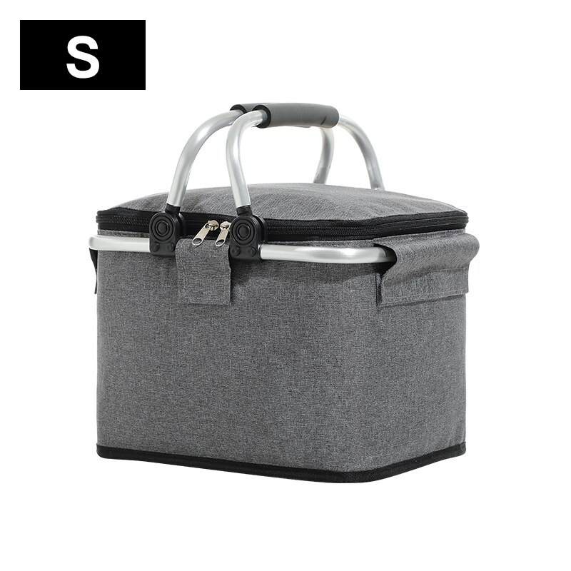 30L Folding Picnic Camping Basket Large Insulated Shopping Cooler Home Storage Hamper Bag Box Outdoor Picnic Organizer X593D: S gray
