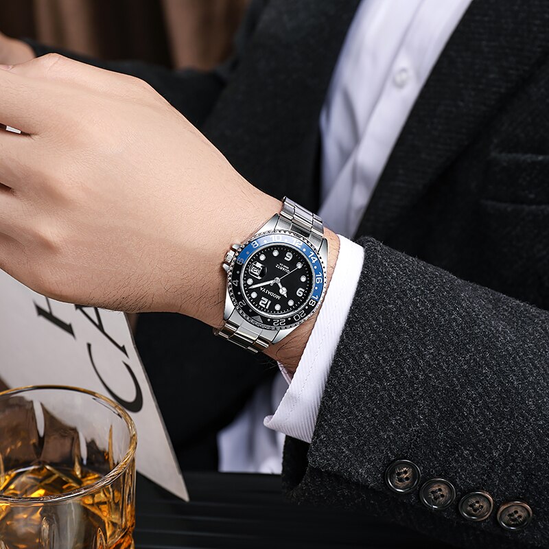 Quartz ure herre luksusmærke armbåndsur i rustfrit stål 시계 relogio masculino de luxo montre homme: Andet