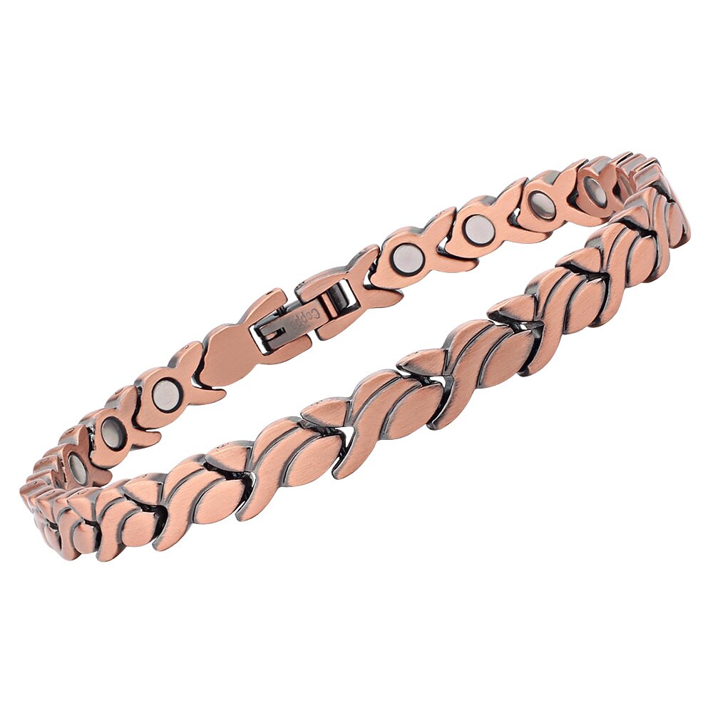 FINE4U B380 Red Pure Copper Magnetic Bracelet for Women Pain Relief for Arthritis and Carpal Tunnel Migraines Tennis Elbow: Copper1