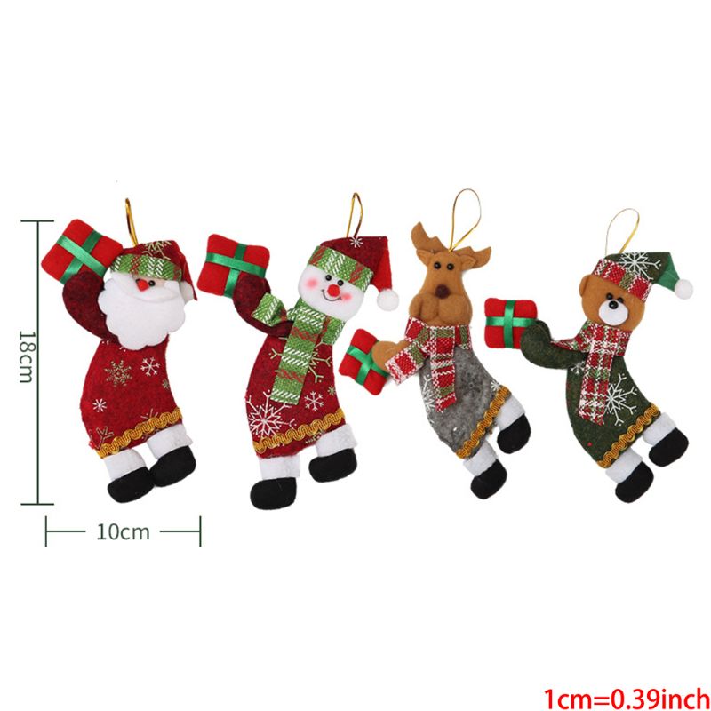 4pc kerstversieringen voor in de vorm van een kerstman, een hangende doos en een poppenhuisdecoratie