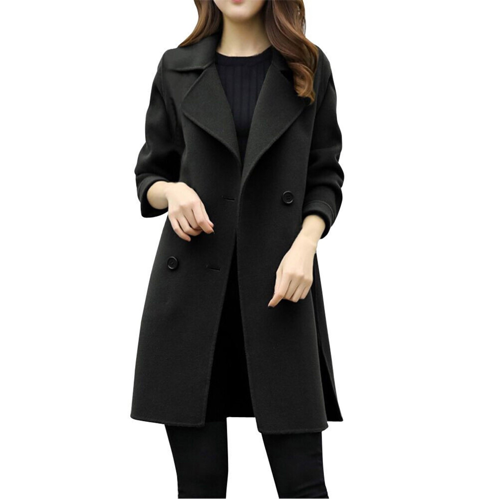 Veste Femme Jaqueta Feminina femmes automne hiver Veste Veste décontractée Parka Cardigan mince manteau pardessus Chaquetas Mujer: Black / XXL