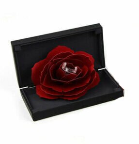Valentine's Day Box 3D Pop Up Rose Flower Ring Boxes Wedding Engagement Jewelry Storage Case: D