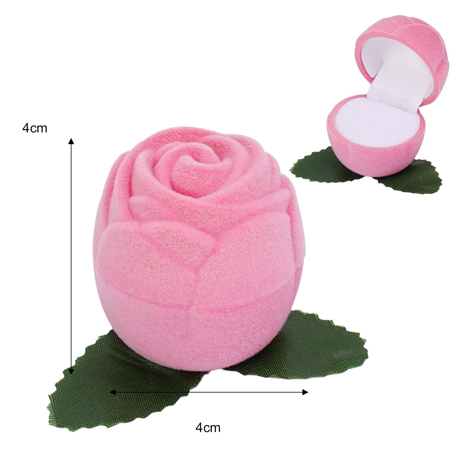 Romantic Wedding Rose Ring Box Red Pink Velvet Jewellery Storage Engagement Ring Case Valentine's Day Jewelry Rings Women: black