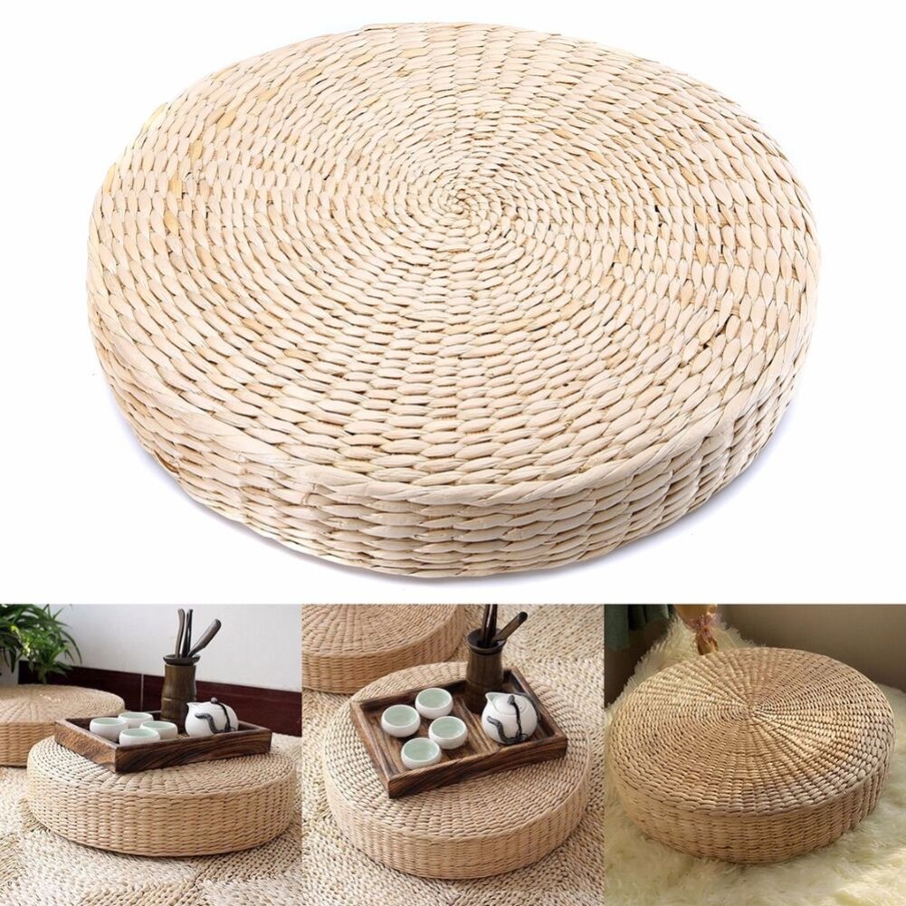 Golvkudde miljövänlig rund halmdyna handvävd tatami golvmatta yoga te ceremoni meditation pad