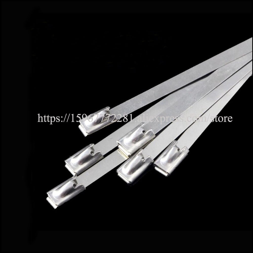 100 st buntband 304 självlåsande rostfritt stål buntband 4.6*600mm kabel metallinsats buntband plast sjötransport