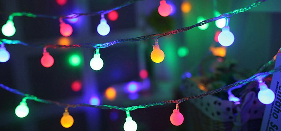 20 led-snörade sagoljus plastglob festong led-lampor dekoration bröllop julfest girlander batteri nattlampa 2.5m: Färgrik