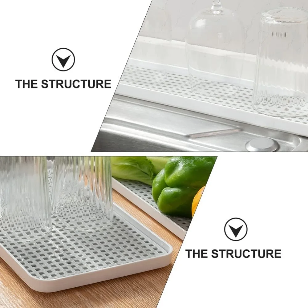 Large Dish Drainer with Drip Tray Multi-Functional Kitchen & Bathroom Organizer for Utensils, Cups, and Fruits