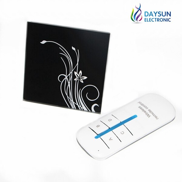 Light Switch Touch Wall Switch 1Gang/2Gang/3Gang 2Way Touching Light Switch White/Black Crystal Glass Switch Russia Popular: Remote Black 1Gang