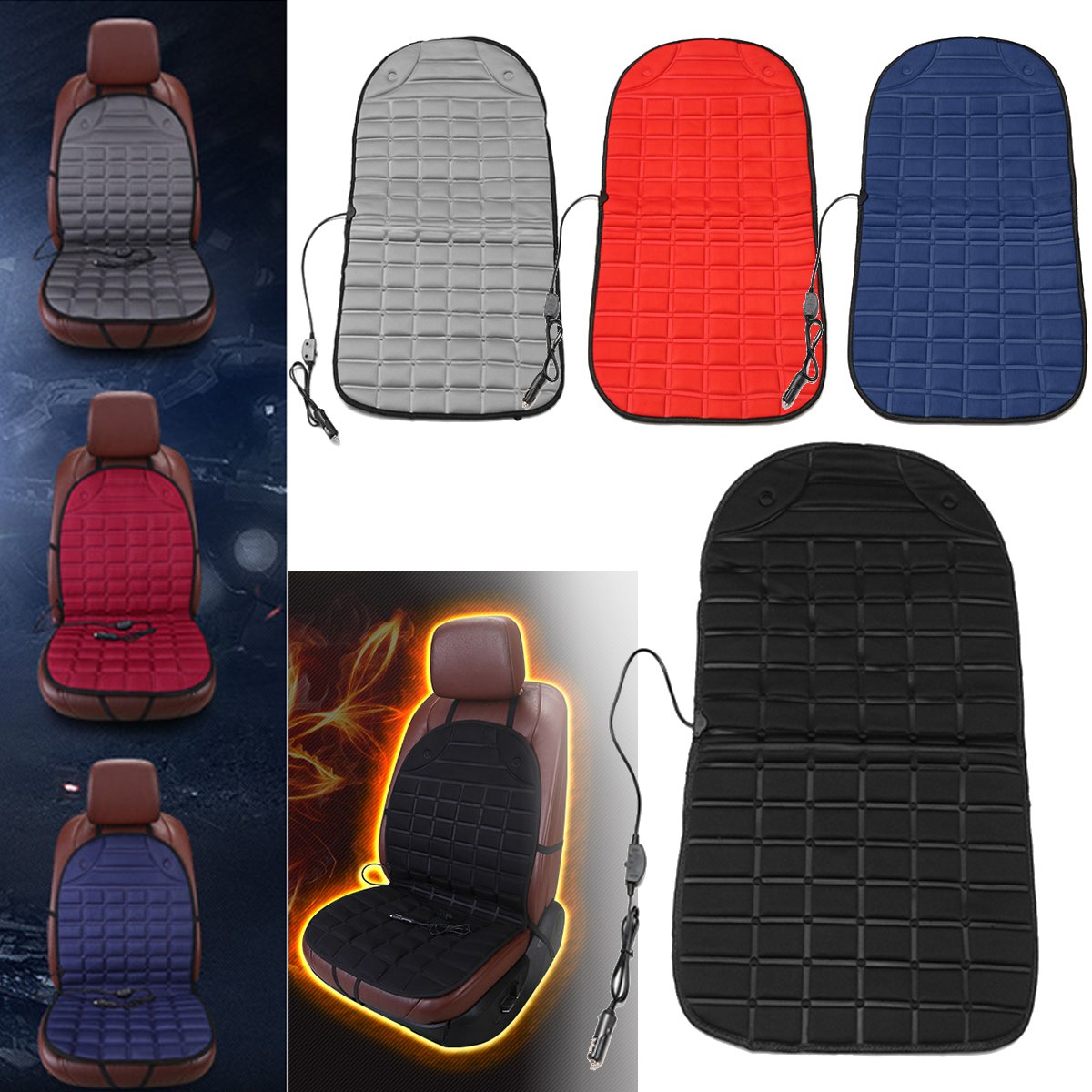 Electric Heated Car Double Seat Cover Heated Cushion Seat Warmer Winter Household Cover Heating Mat Warmer Cars Seat Heater