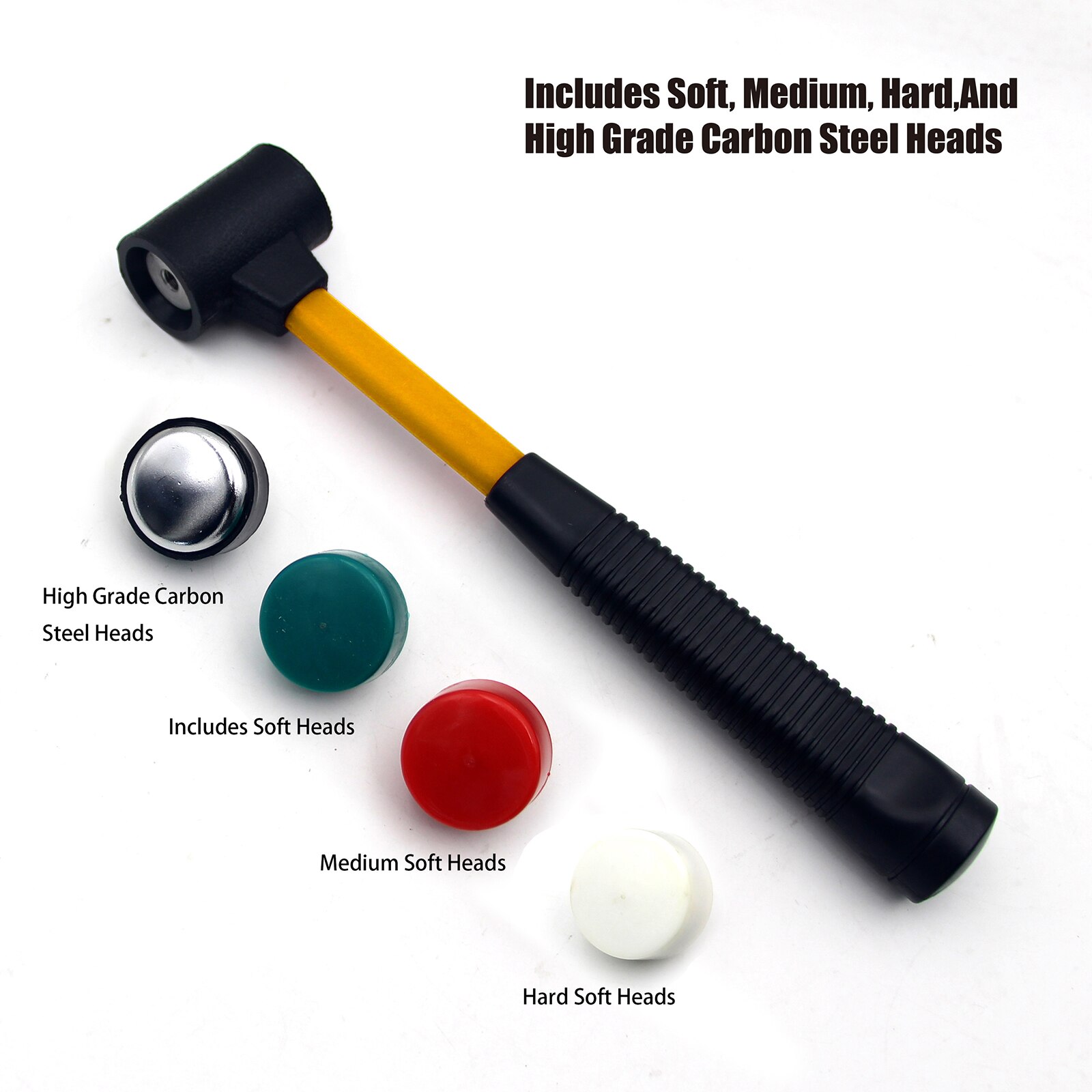 Leather DIY Tool Double Face Soft Touch Hammer Black Plastic Coated Grip Double Head Rubber Hammer Handheld Tool