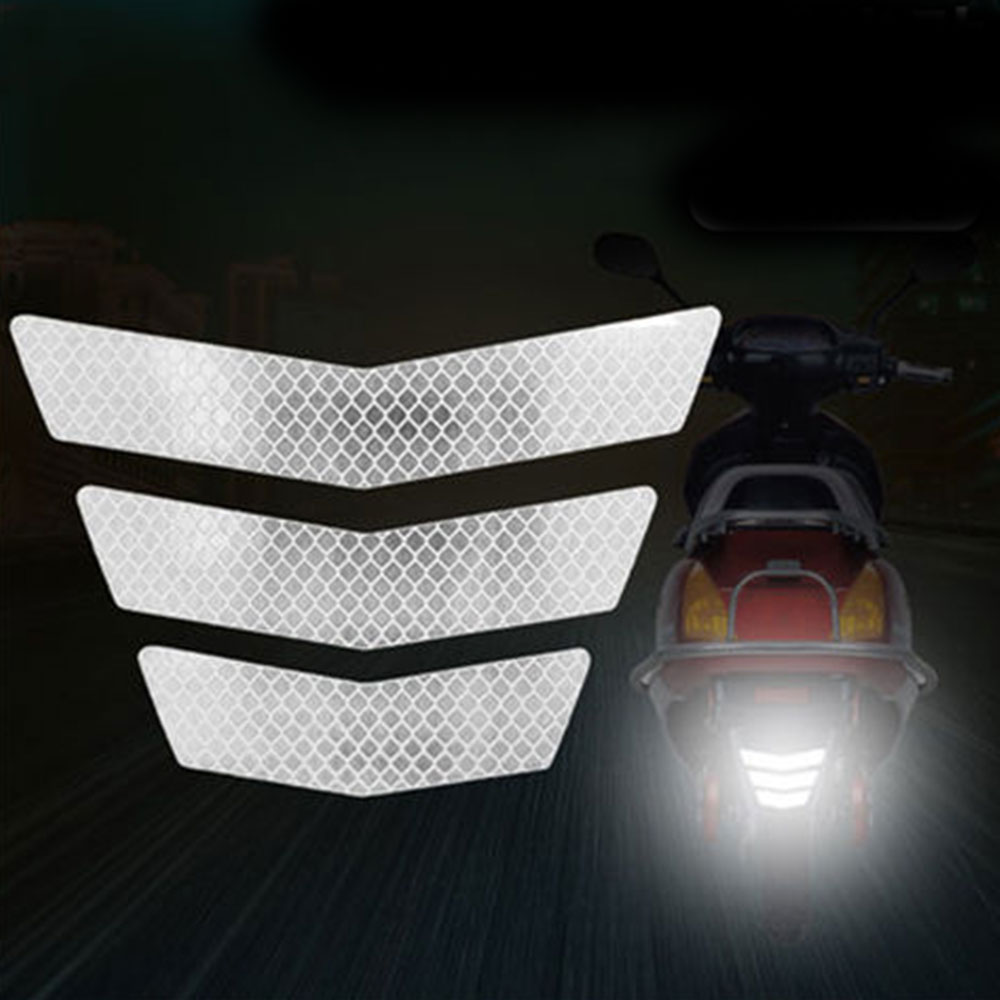 Motorrad-Aufkleber, reflektierende Warnung, trapezförmiger Pfeil, hinterer Schwanz, KotflüGel, Rennen, Stoßstangenaufkleber, Klebeband für Auto, LKW, Fahrrad: WEISS