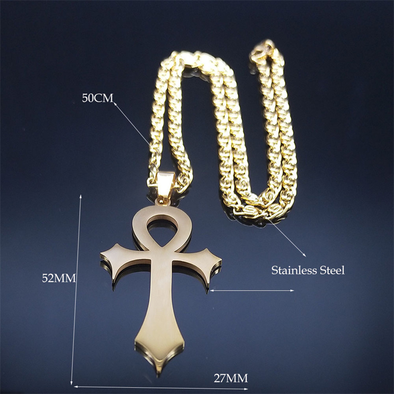 Collana croce Ankh egiziana donna/uomo acciaio inossidabile colore oro amuleto collane protezione gioielli colar masculino muslimah