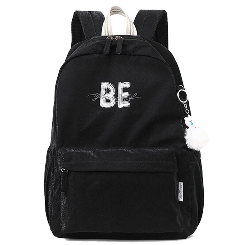 Chuwanglin college-stijl damesrugzak schooltas voor tienermeisjes waterdichte nylon tas reistassen dames  a91603: Zwart