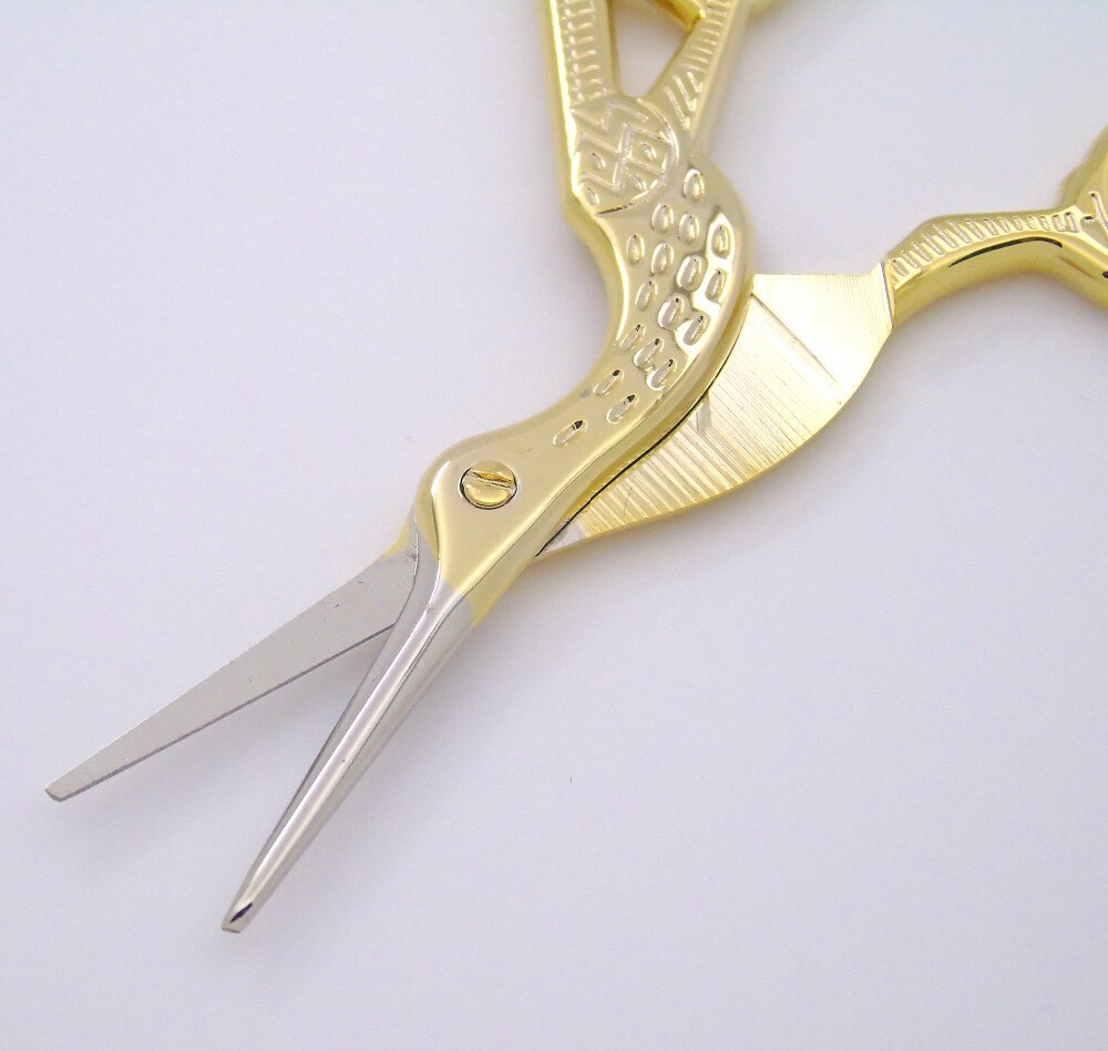 1Pc Retro Klassieke Europese Vintage Gold Ooievaar Naaien Schaar Trimmen Craft Gold Naaien Crane Tailorhome Tool Handwerk Tool