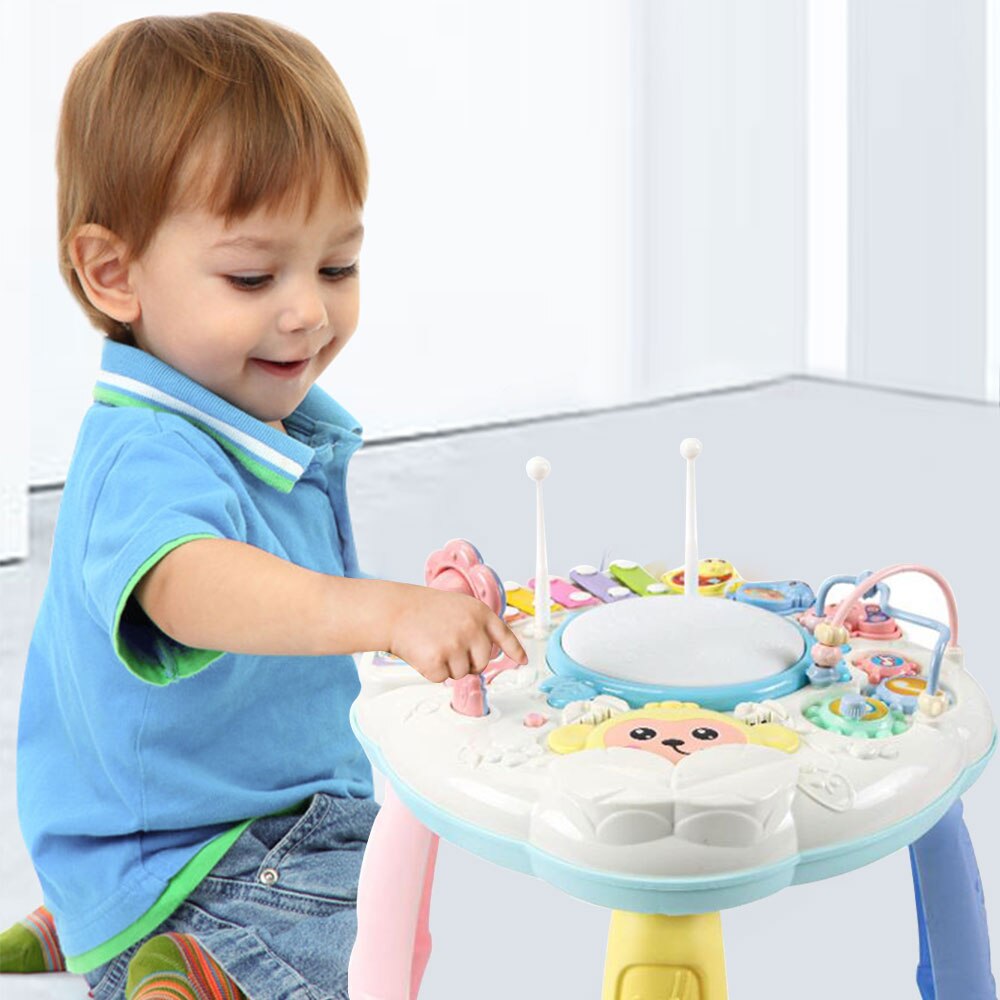 Multifunctional Musical Learning Desk Interactive Music Activity Center Game Table for Boys Lighting Sound Birthday