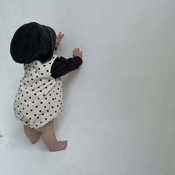 9479c roupas de bebê recém-nascido infantil polka-dot veludo sem mangas macacão primavera bebê menino colete macacão da criança uma peça