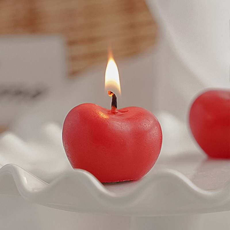 4Pcs Cherry Geurkaarsen Fruit Vorm Kaarsen Jaar 2022 Wedding Home Decoratie Tafel Kaarsen Sets Foto Props