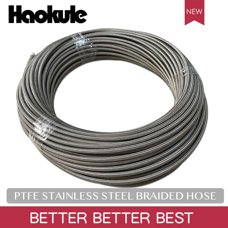 Tuyau tressé d'acier inoxydable de téflon de HAOKULE 3AN/AN3 PTFE avec la couverture noire/claire/bleue de PVC: WITHOUT PVC COVER