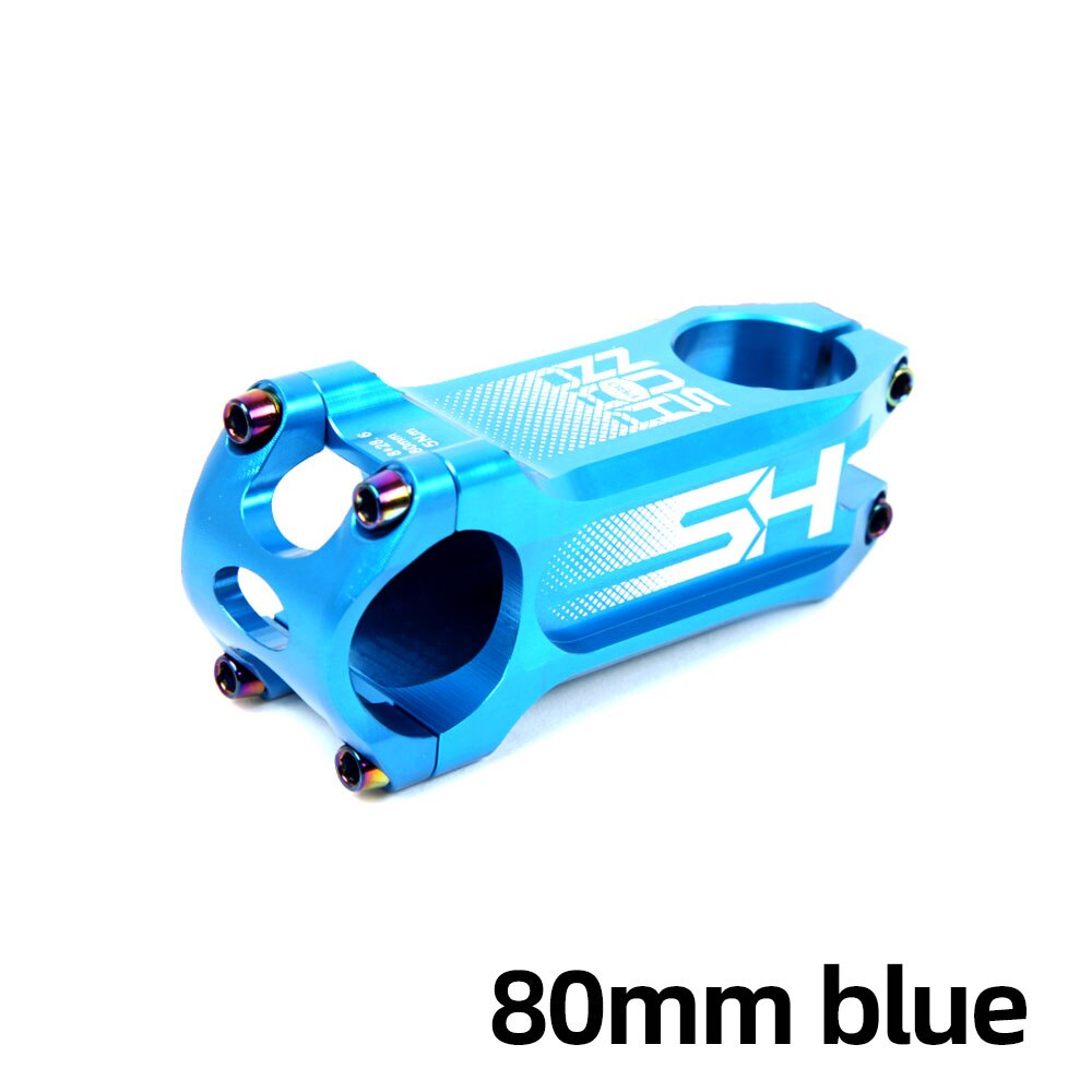 PRO HONSUN 80/100/110mm Rainbow MTB Bike Stem Super Light 31.8*28.6mm Mountain/Road Bike Stem CNC Aluminum Alloy Bicycle Stem: 80mm blue