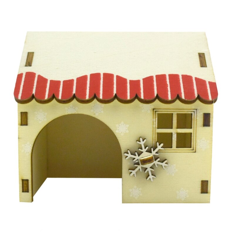 Hamster Hideout Wooden Hut Small Animals Double Layer Villa Rat Room House Cage: L