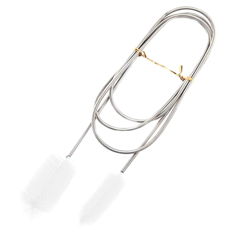 H4GD Flexible Cleaning Brush Double-Ended Hose Brushes Stainless Steel Long Tube for Fish Tank Aquarium U-Shaped Bent Pipes