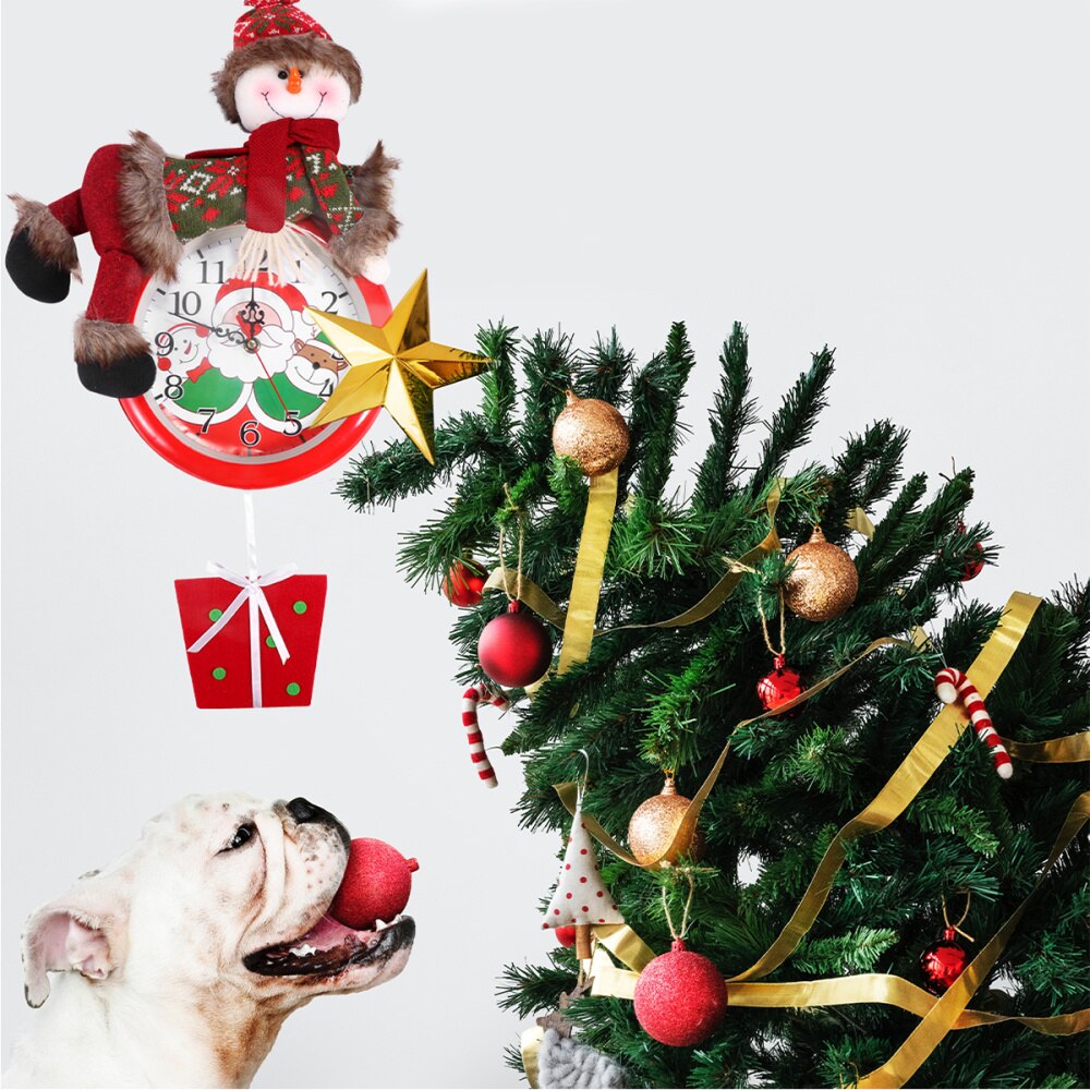 Tecknad snögubbe väggklocka xmas väggklocka väggklocka dekor julklocka utan batteri