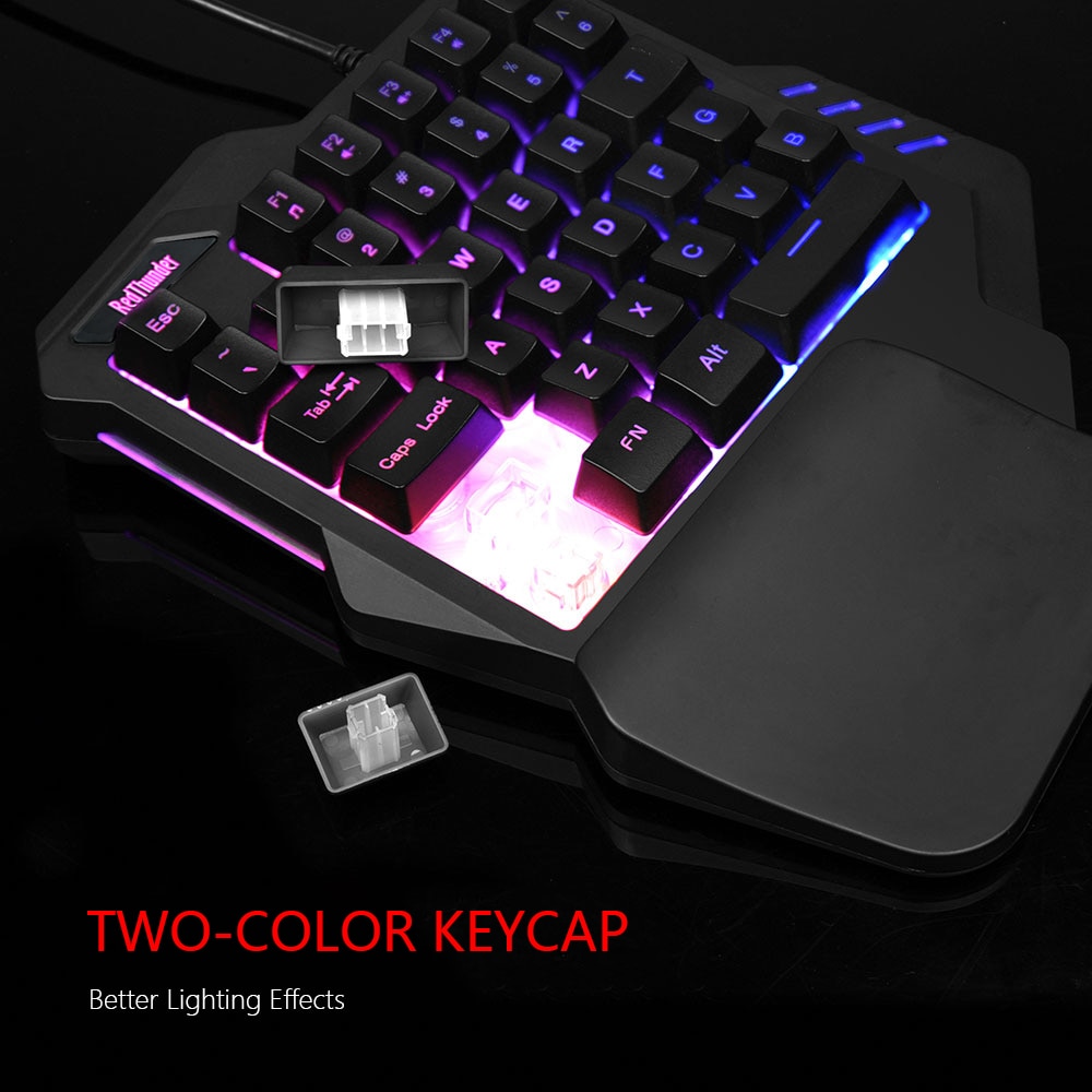 RedThunder One-Handed Gaming Keyboard RGB Backlit Portable Mini Gaming Keypad Ergonomic Game Controller for PC PS4 Xbox Gamer