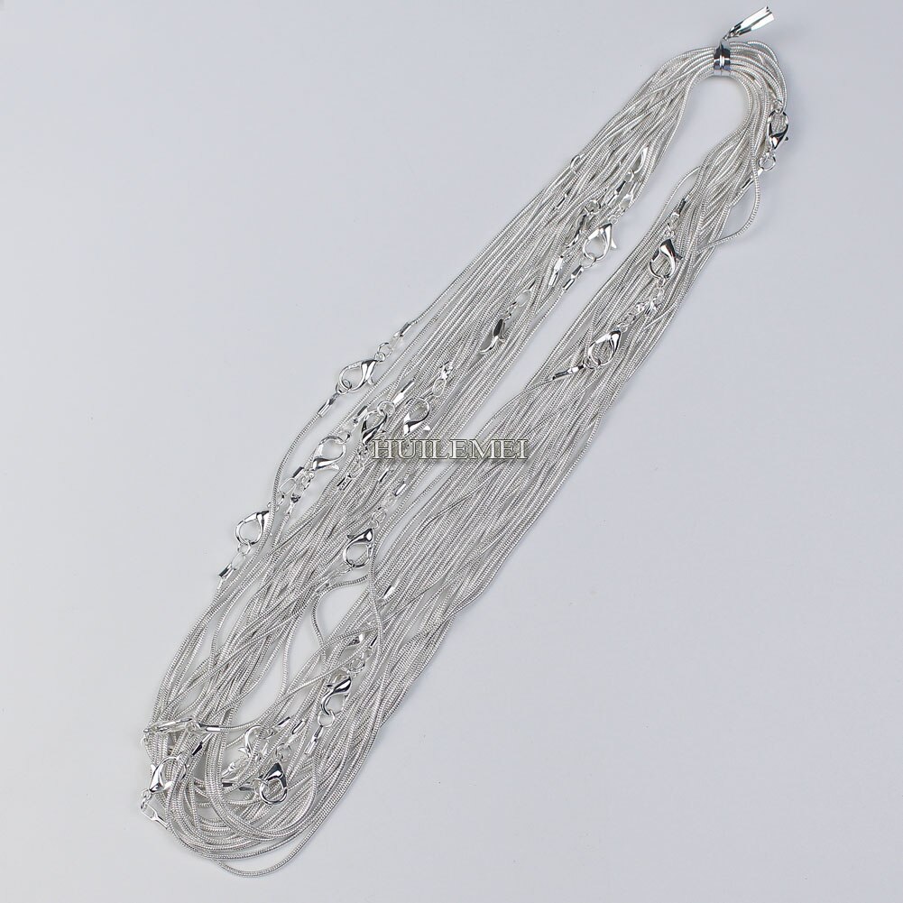 10 unids/lote Chapado en plata 1,2mm cadena víbora Collar para las mujeres 16 "18" 20 "24" joyería de collar cadenas