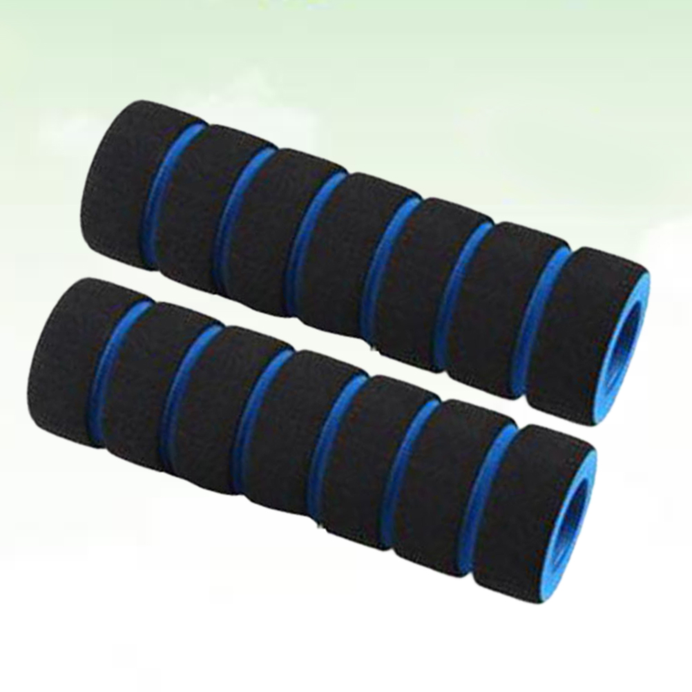 2 stuks schokbestendige comfortabele stuurgrepen fiets schuim grip fietsaccessoires: Zwartblauw