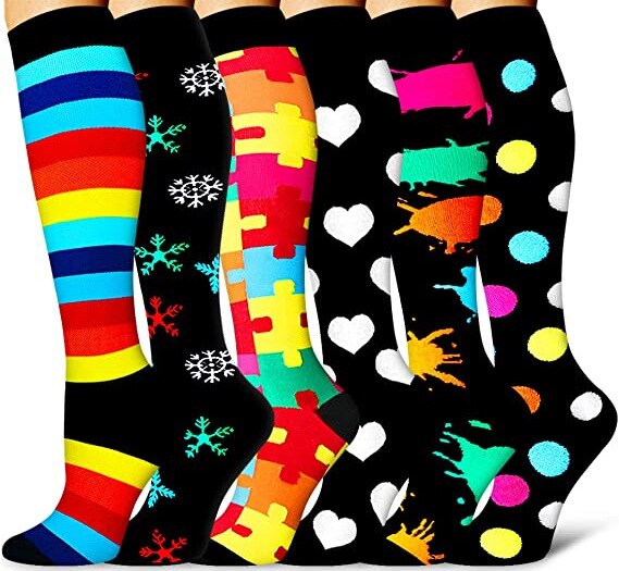 Compression Cycling Socks 3 Pairs/6 Pairs Per Set Pressure Socks Sports: 6 pairs b / L XL