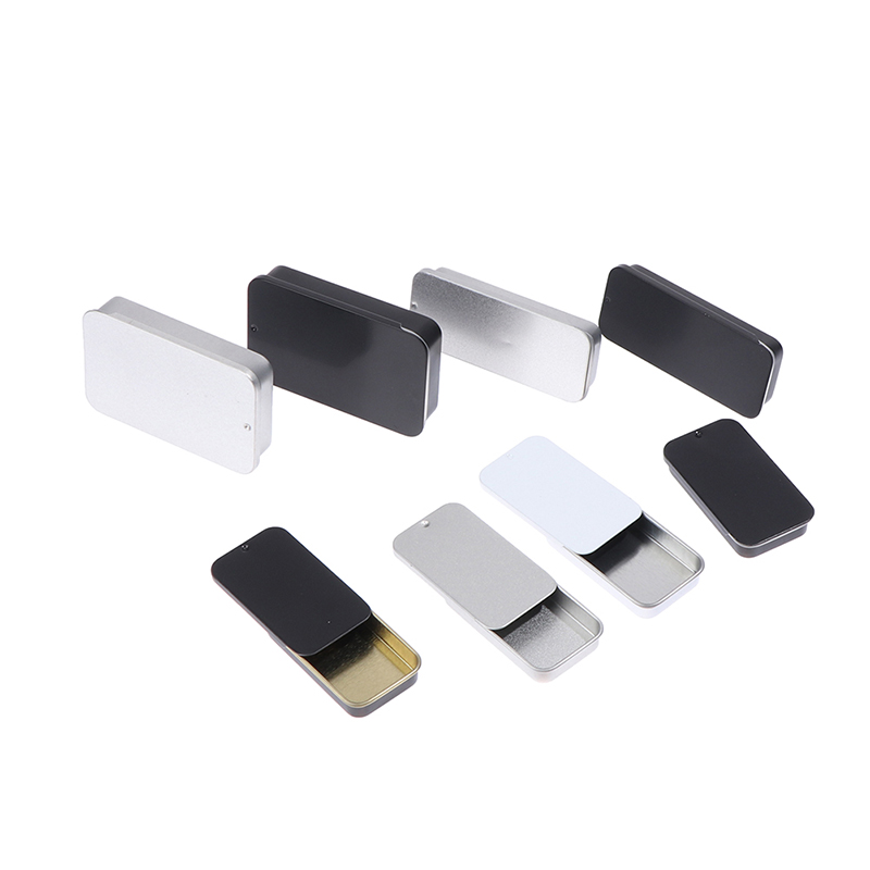 2 stk tinplate mini metallboks skyvedeksel oppbevaringsboks bryllup smykker pille etuier bærbare blikkbokser beholder kosmetisk arrangør