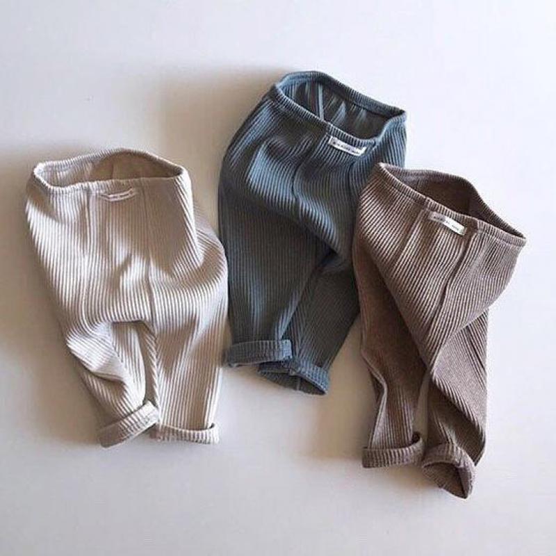 Leggings do bebê do algodão do outono simples todo o jogo infantil pp calças para o menino da criança com nervuras leggings da menina do bebê calças casuais