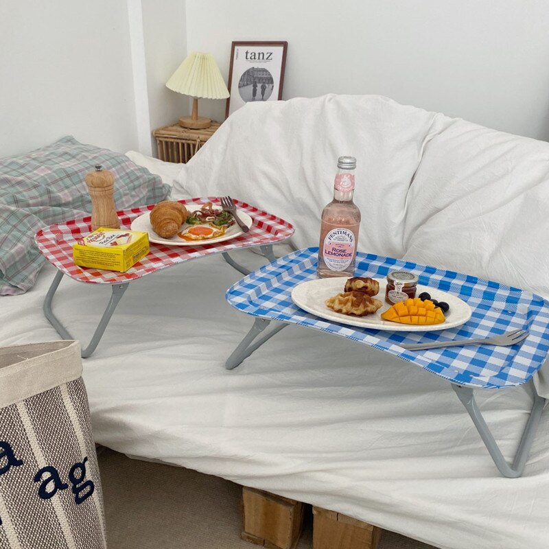 Cutelife Rode Plaid Metalen Vouwen Kleine Salontafel Keuken Opslag Kamer Eettafel Home Decor Vloer Sofa Bed Eten Tafel